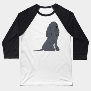 Black Cocker Spaniel Illustration Baseball T-Shirt